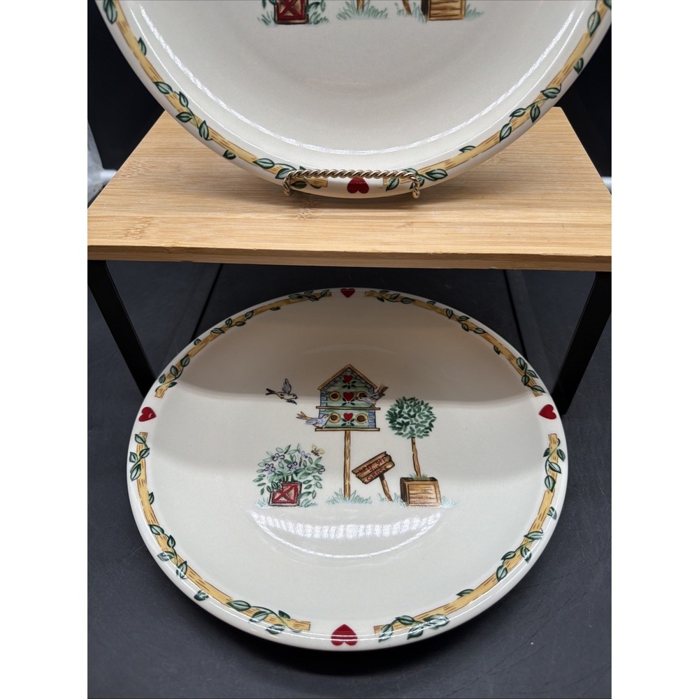 2 VTG Thomson/Casuals Pottery Birdhouse 10 1/4" Dinner Plates - Picture 2 of 7